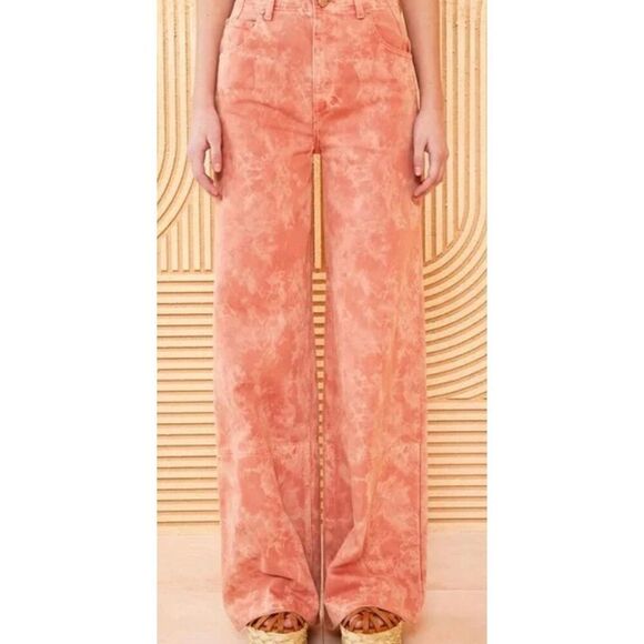 Ulla Johnson Margot Aura Wash Peach Denim Wide Leg High Rise Jeans NWT Size 26 - Picture 4 of 10